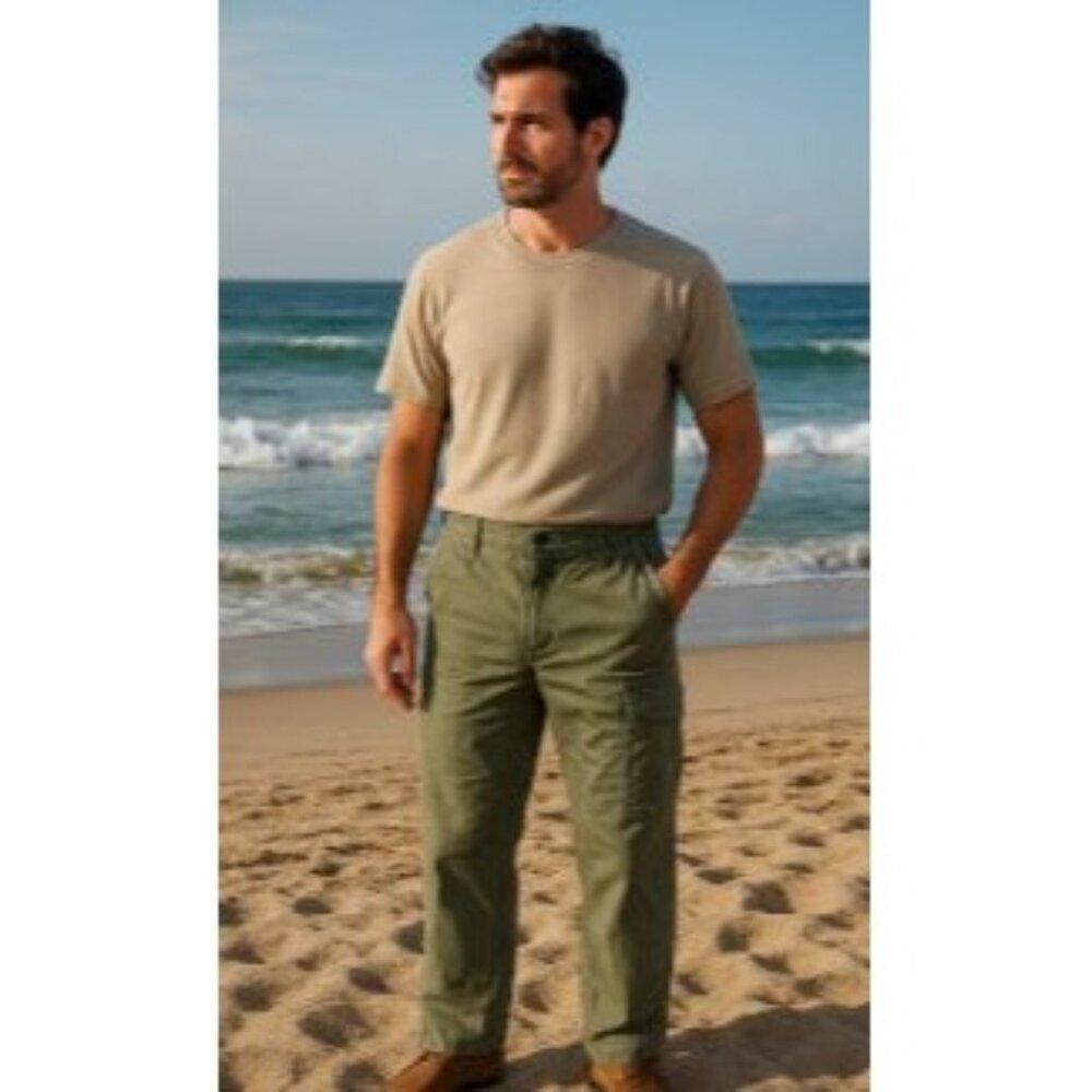 Dockers Size 36 Mens Cargo Pants Cotton Relaxed Fit Sage Green